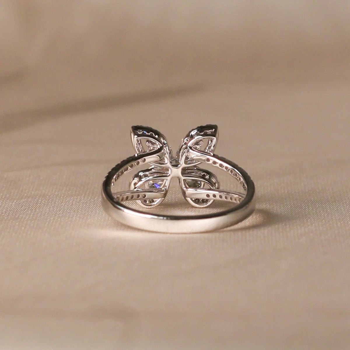 Pear & Marquise Diamond Butterfly Statement Ring View 3