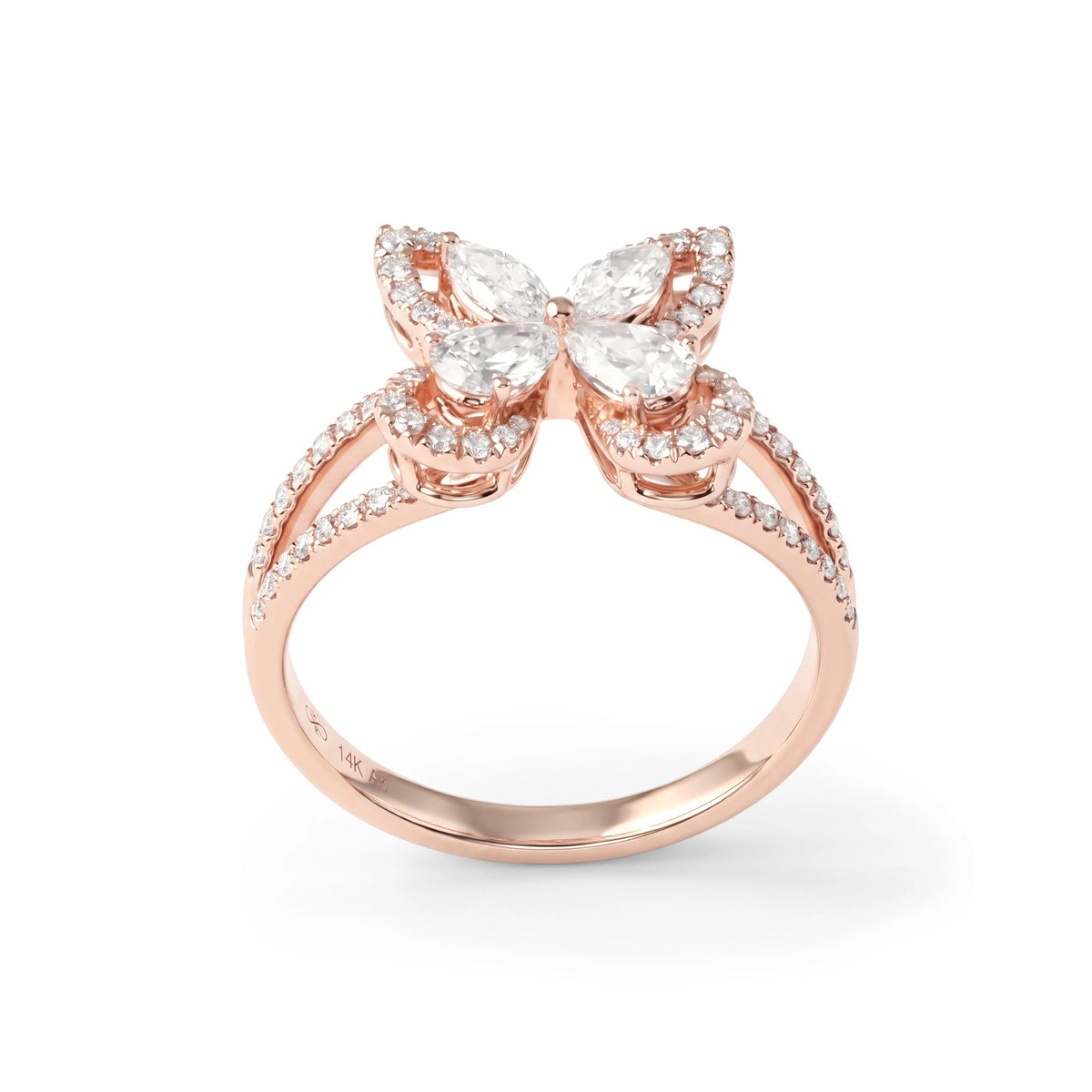 Pear & Marquise Diamond Butterfly Statement Ring View 7
