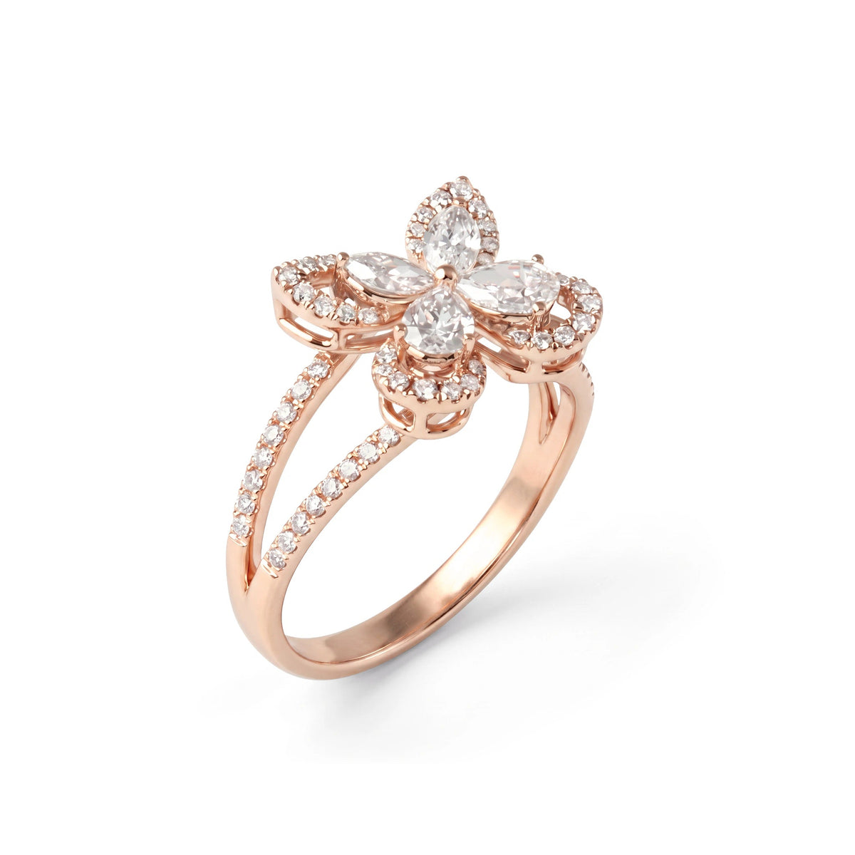 Pear & Marquise Diamond Butterfly Statement Ring View 8