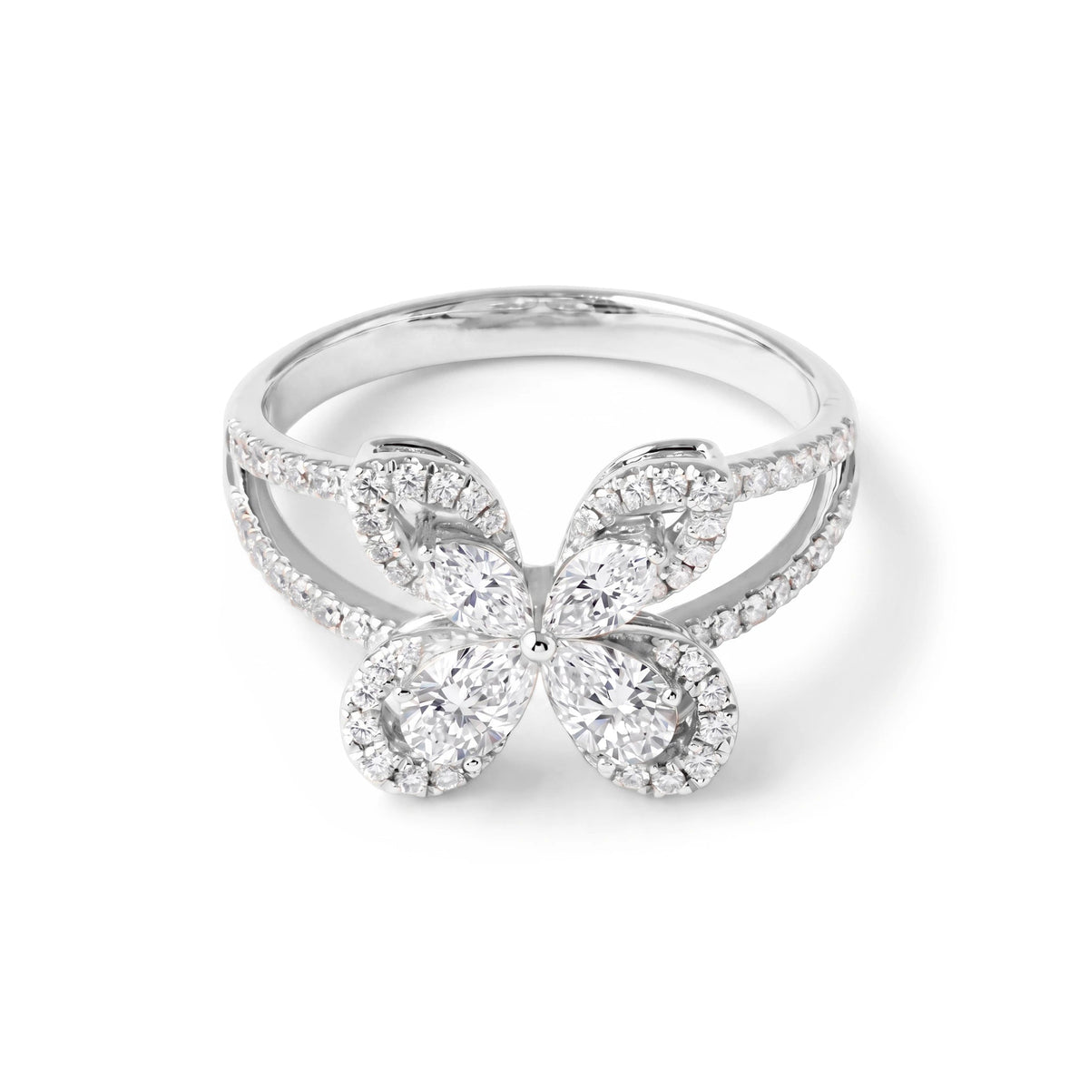 Pear & Marquise Diamond Butterfly Statement Ring View 9
