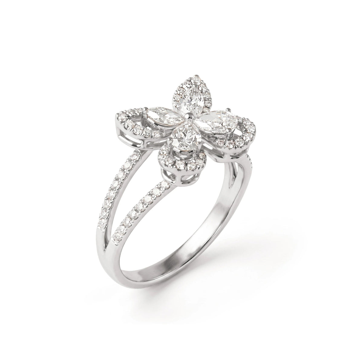 Pear & Marquise Diamond Butterfly Statement Ring View 11
