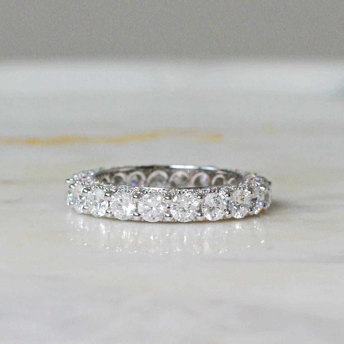 Round Brilliant Cut Diamond Shared-Prong Eternity ROSE 10K