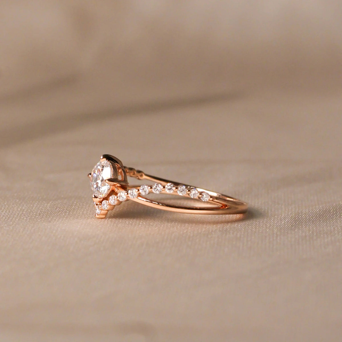 Round Brilliant Diamond Chevron Solitaire Engageme View 3
