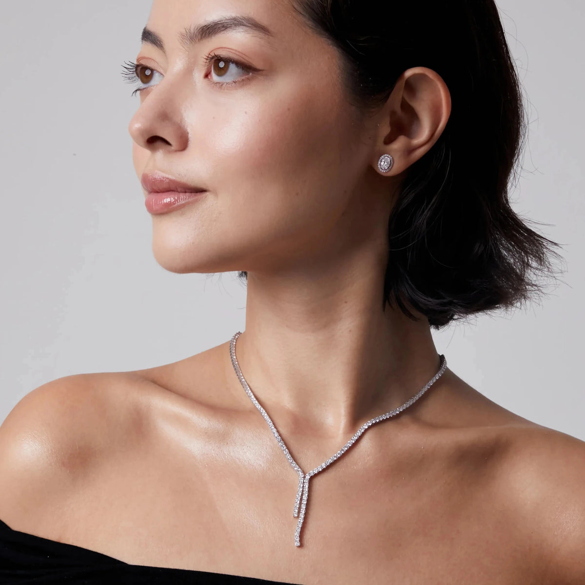 Round Brilliant Diamond Y-Drop Lariat Tennis Neckl View 2
