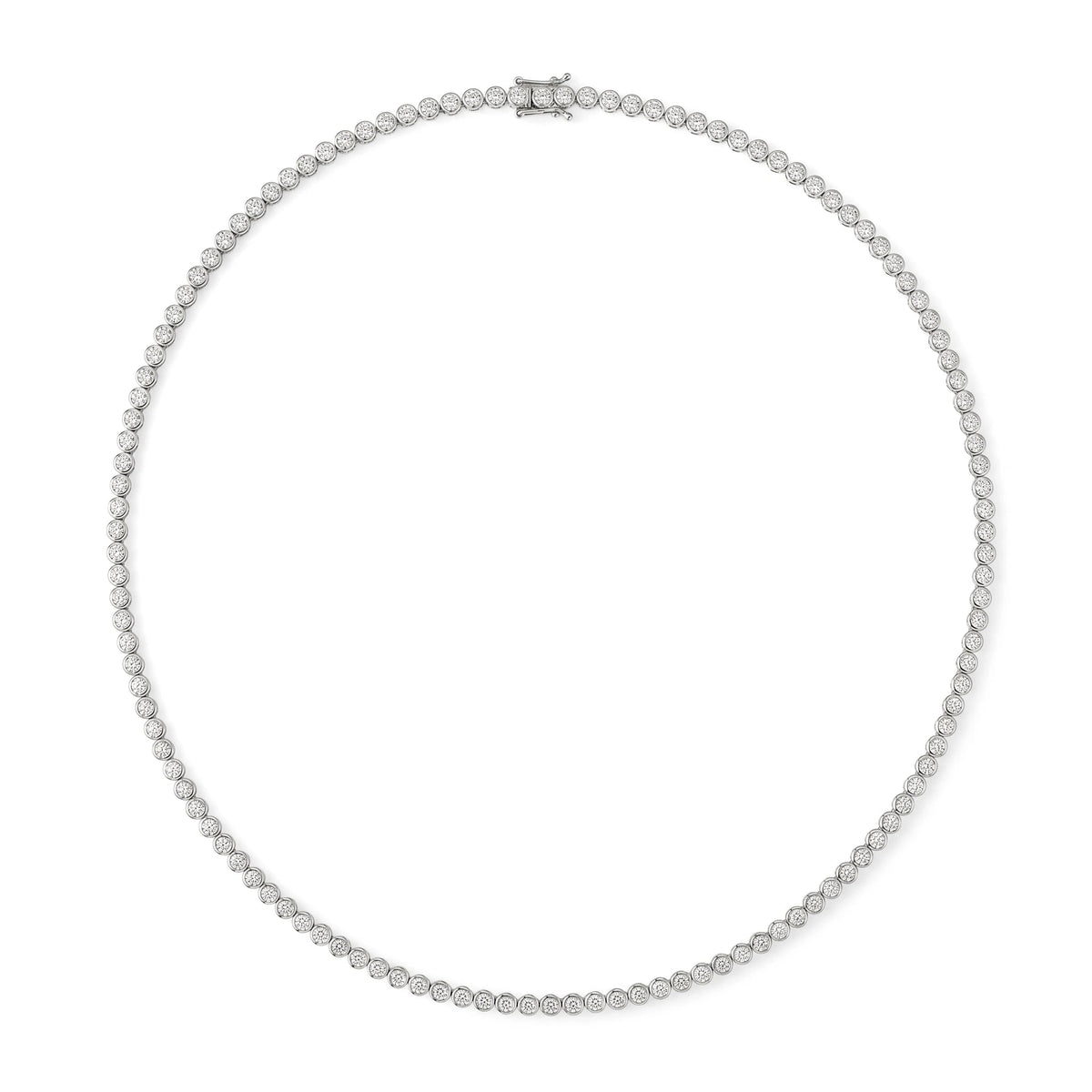 Round Cut Diamond Full-Bezel Tennis Necklace View 2