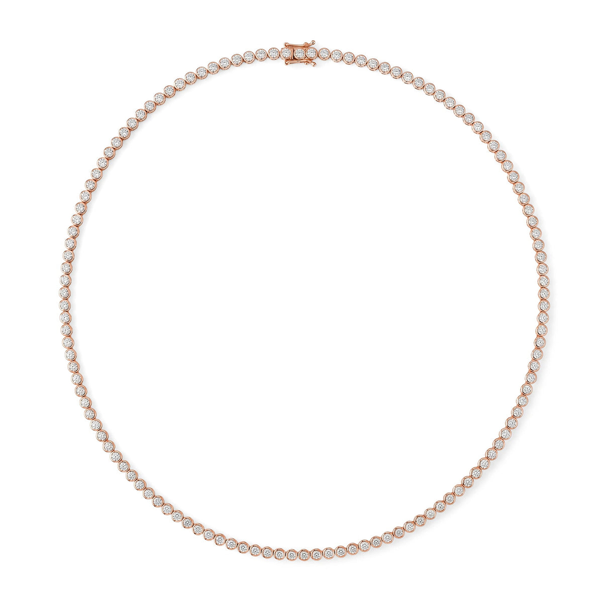 Round Cut Diamond Full-Bezel Tennis Necklace ROSE 10K
