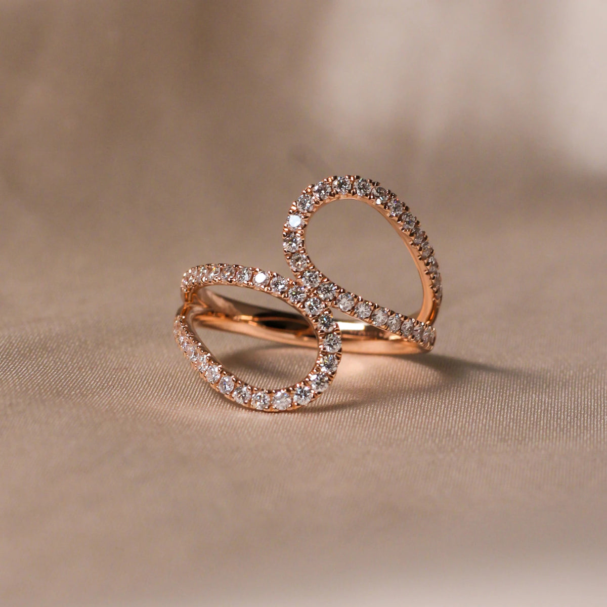 Round Diamond Micro-Pavé Open Infinity Swirl Ring ROSE 10K