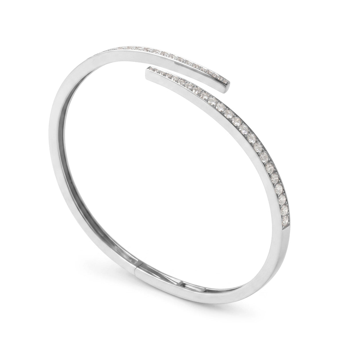 Round Diamond Pave Open Bypass Bangle View 4