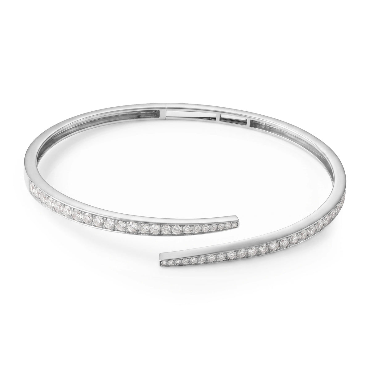 Round Diamond Pave Open Bypass Bangle View 3