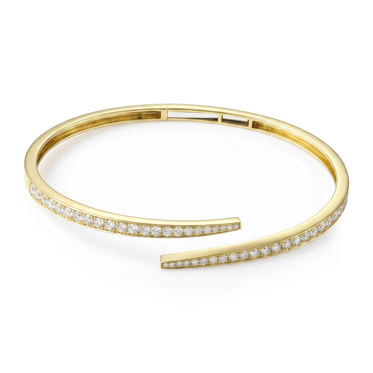 Round Diamond Pave Open Bypass Bangle View 9