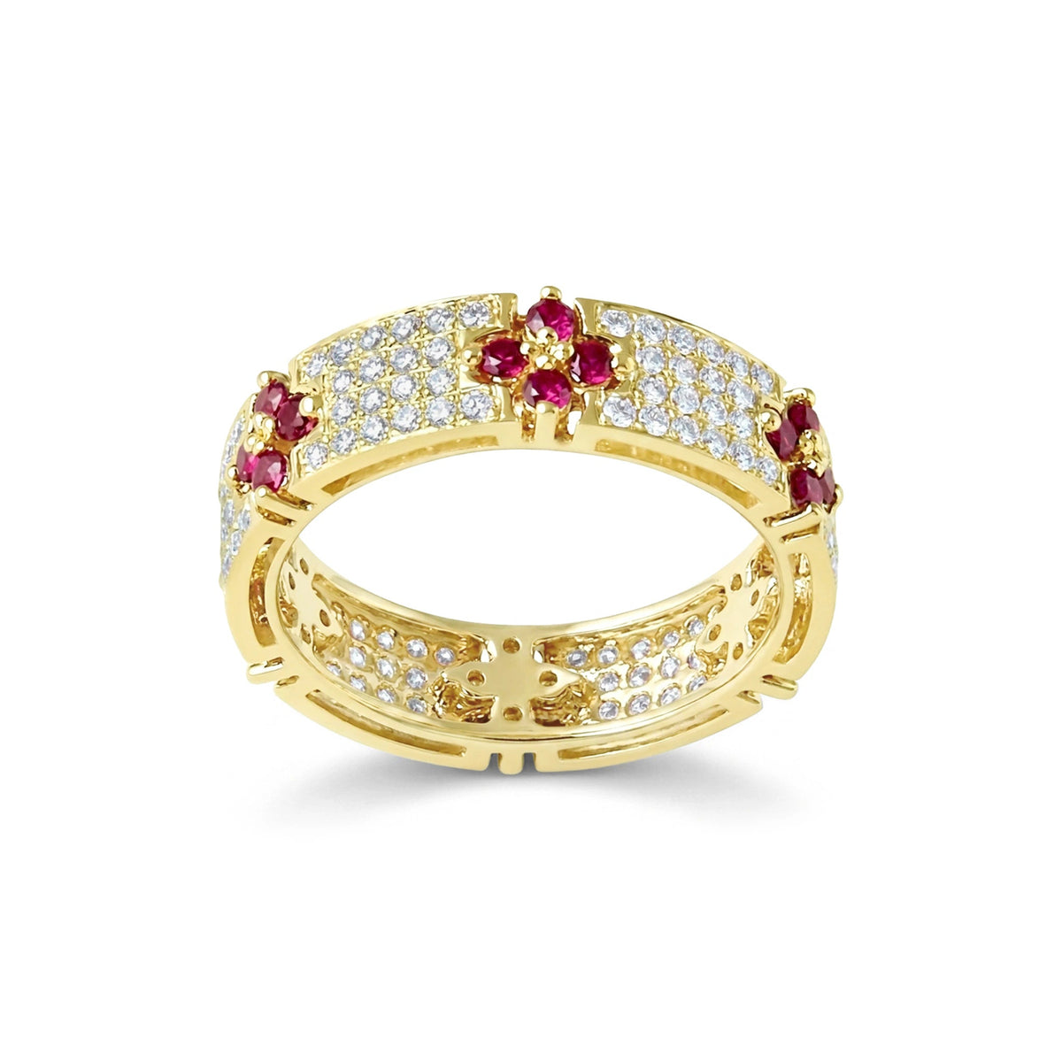 Ruby in Four-Petal Flower Design and Micro-Pavé Di View 11
