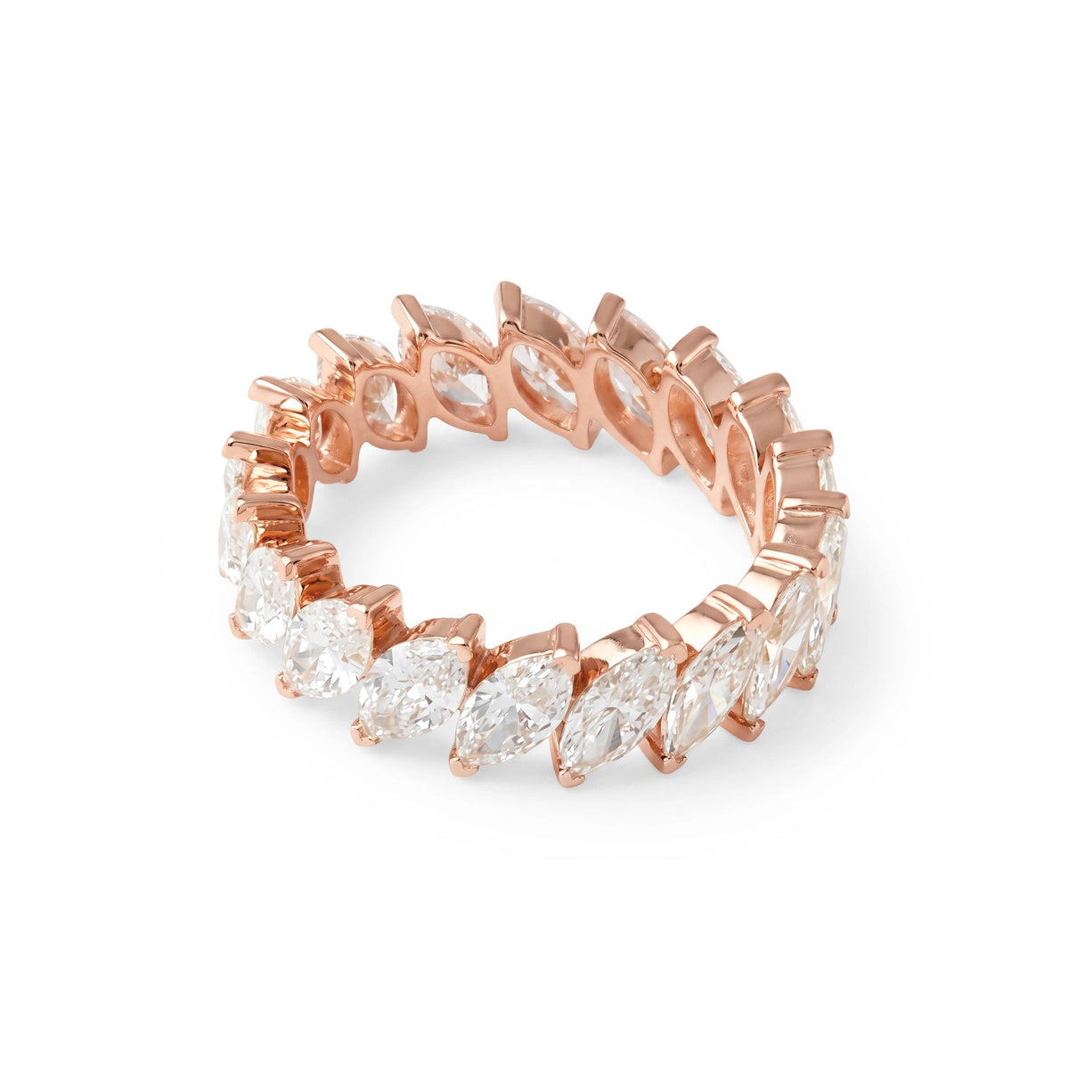 Slanted Marquise-Cut Diamond Shared-Prong Eternity ROSE 10K