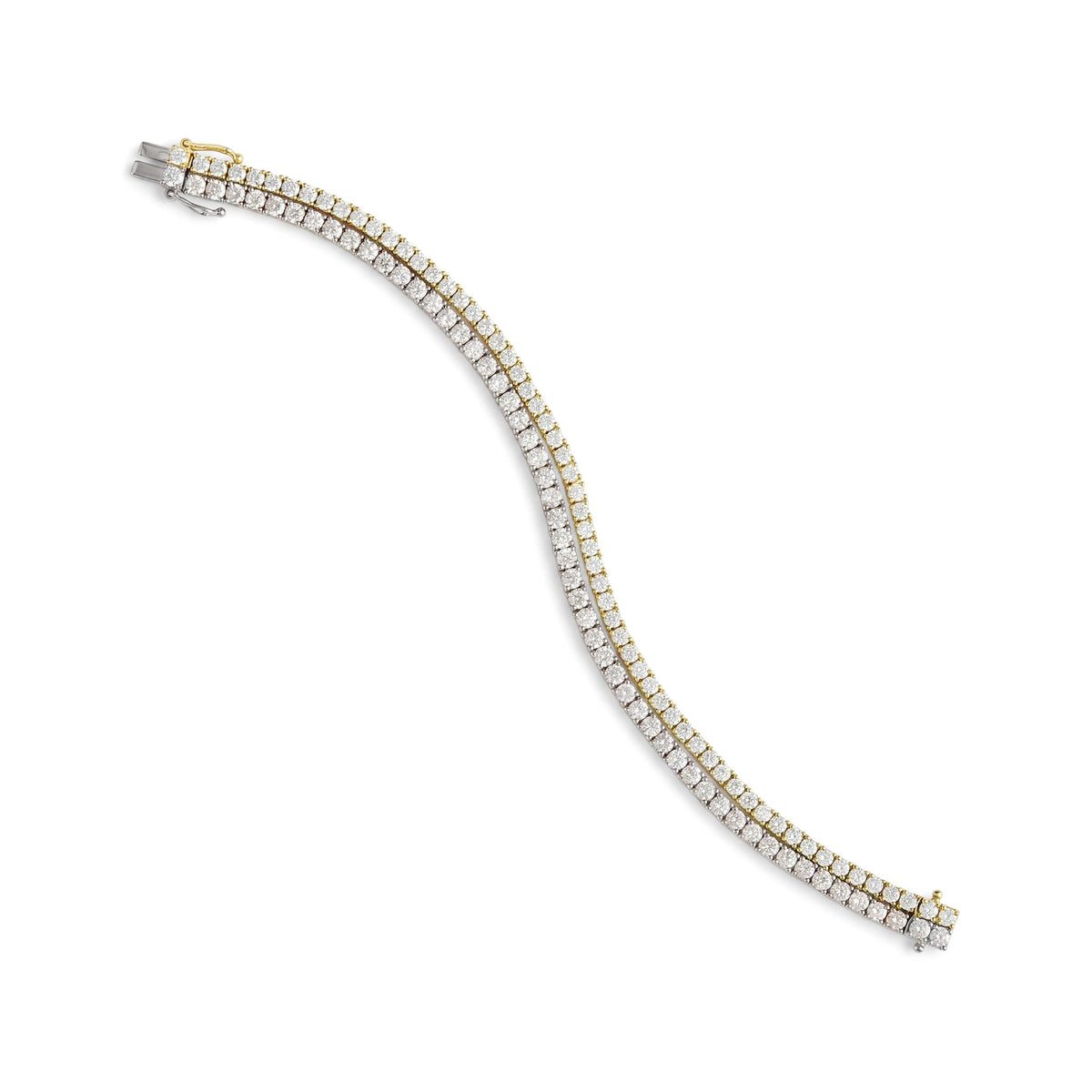 Two-Tone Classic Double Row Diamond Tennis Bracele View 9