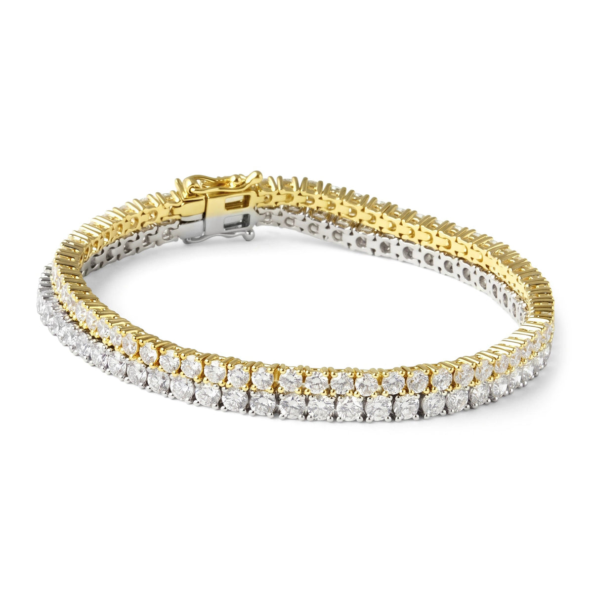 Two-Tone Classic Double Row Diamond Tennis Bracele View 8
