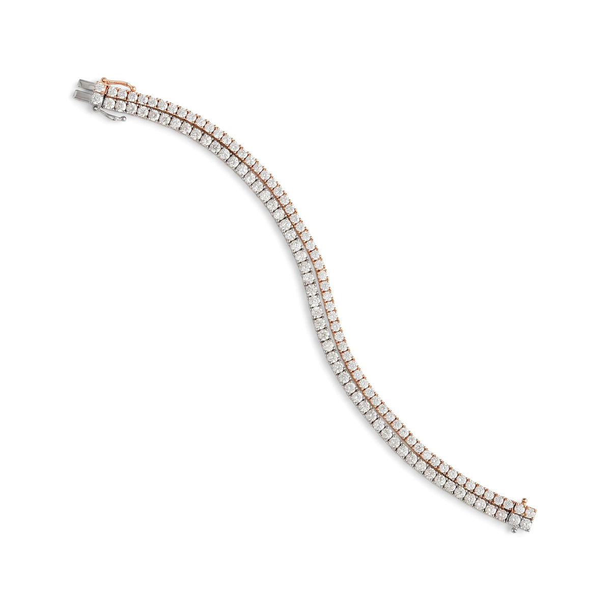 Two-Tone Classic Double Row Diamond Tennis Bracele View 5