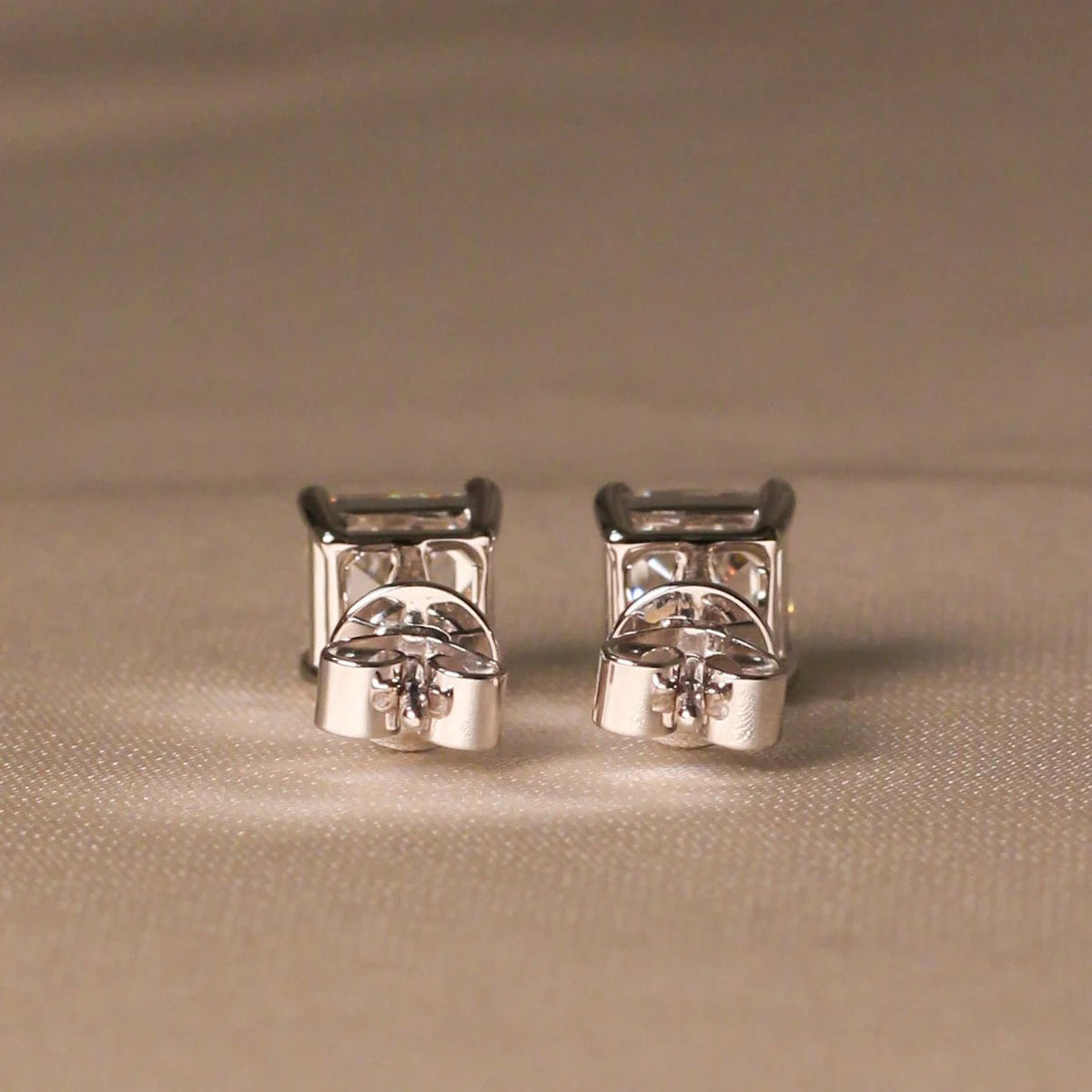 Asscher Cut Diamond Solitaire Stud Earrings View 3
