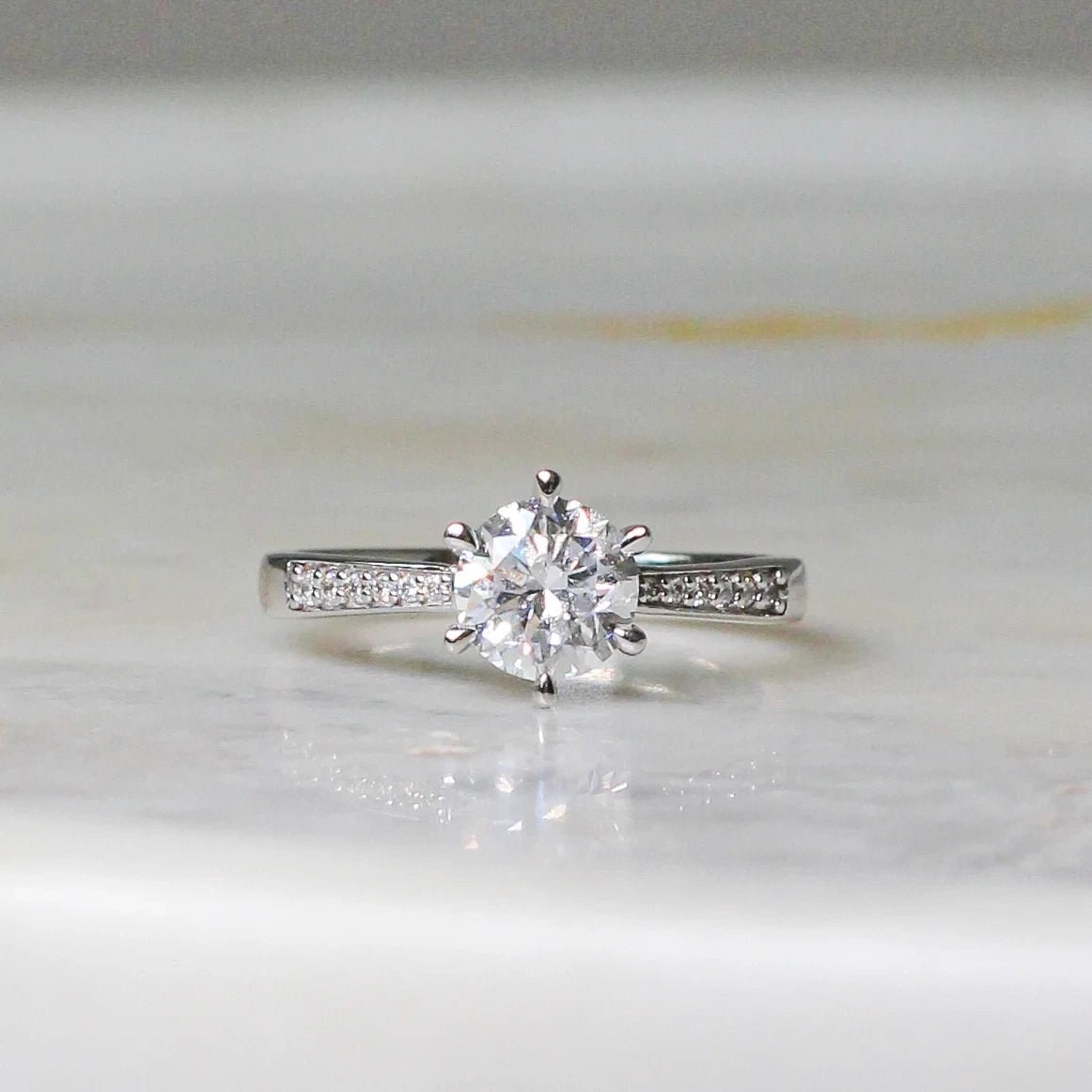 Round Brilliant Diamond Engagement Ring with Diamo View 8