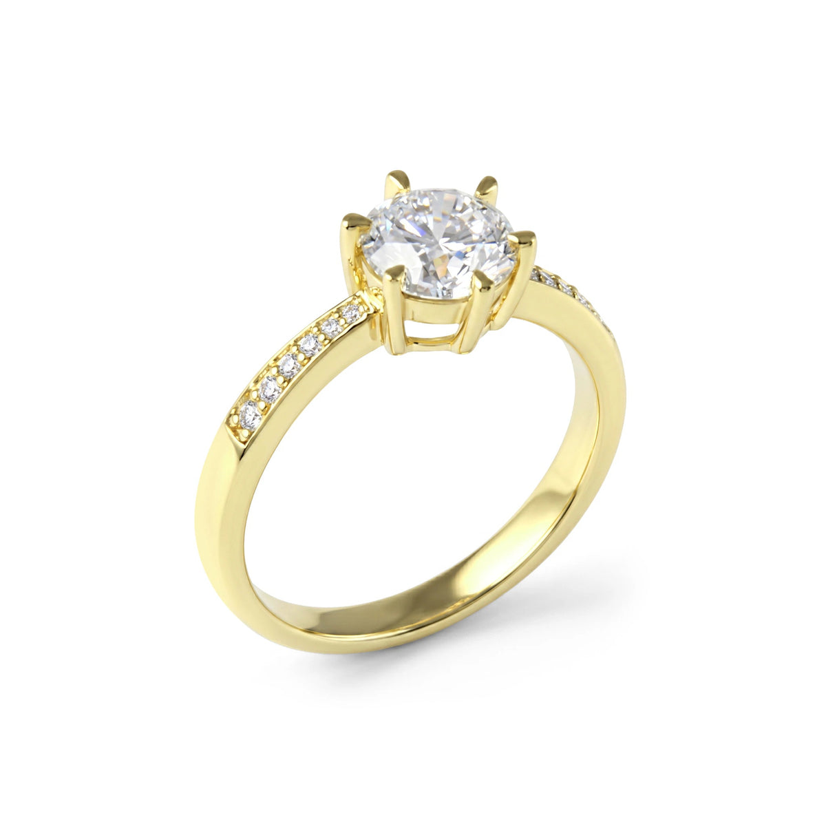 Round Brilliant Diamond Engagement Ring with Diamo View 7