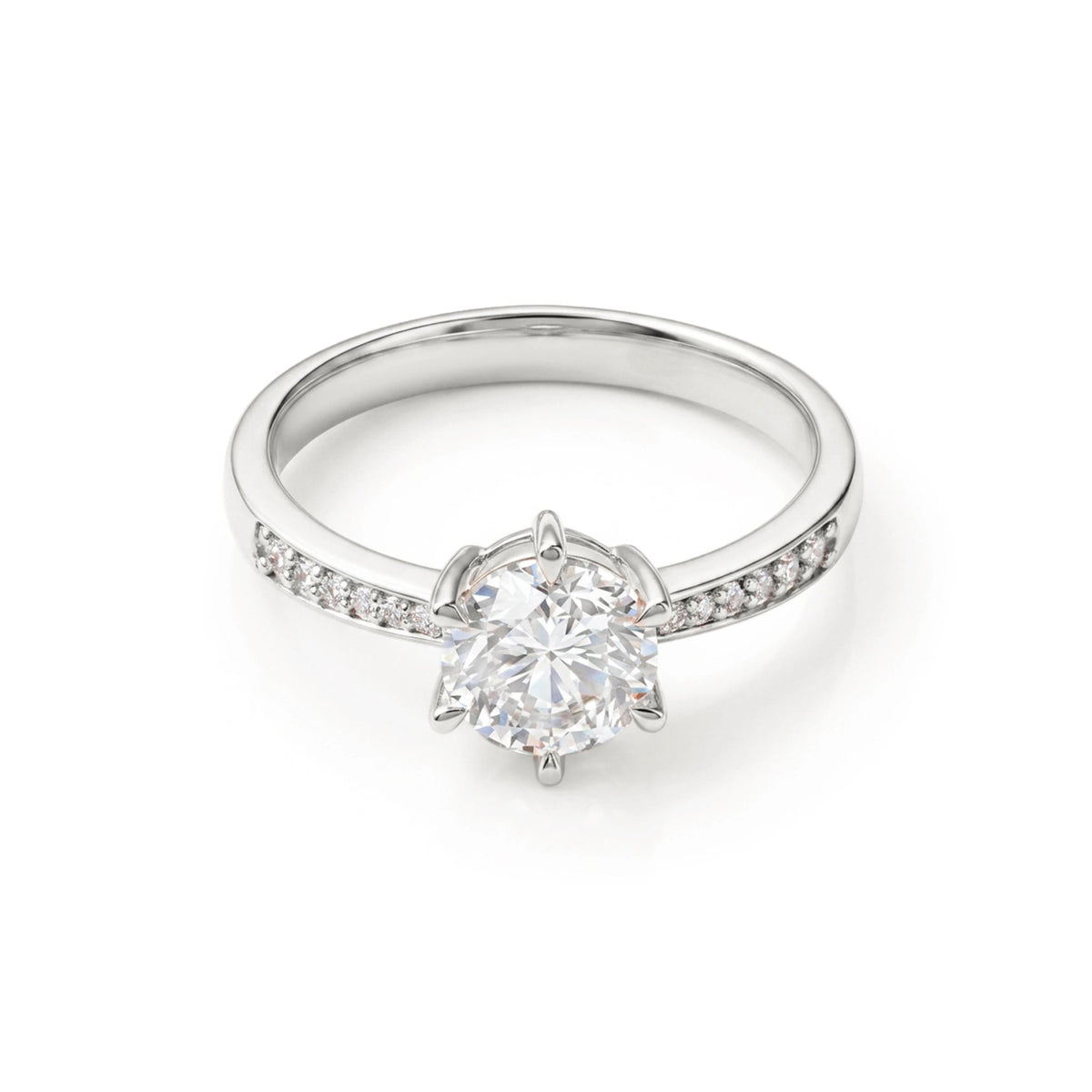 Round Brilliant Diamond Engagement Ring with Diamo ROSE 10K