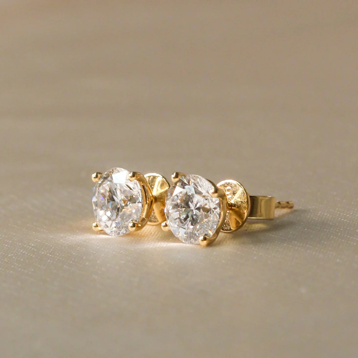 Classic Round Diamond Stud Earrings View 2