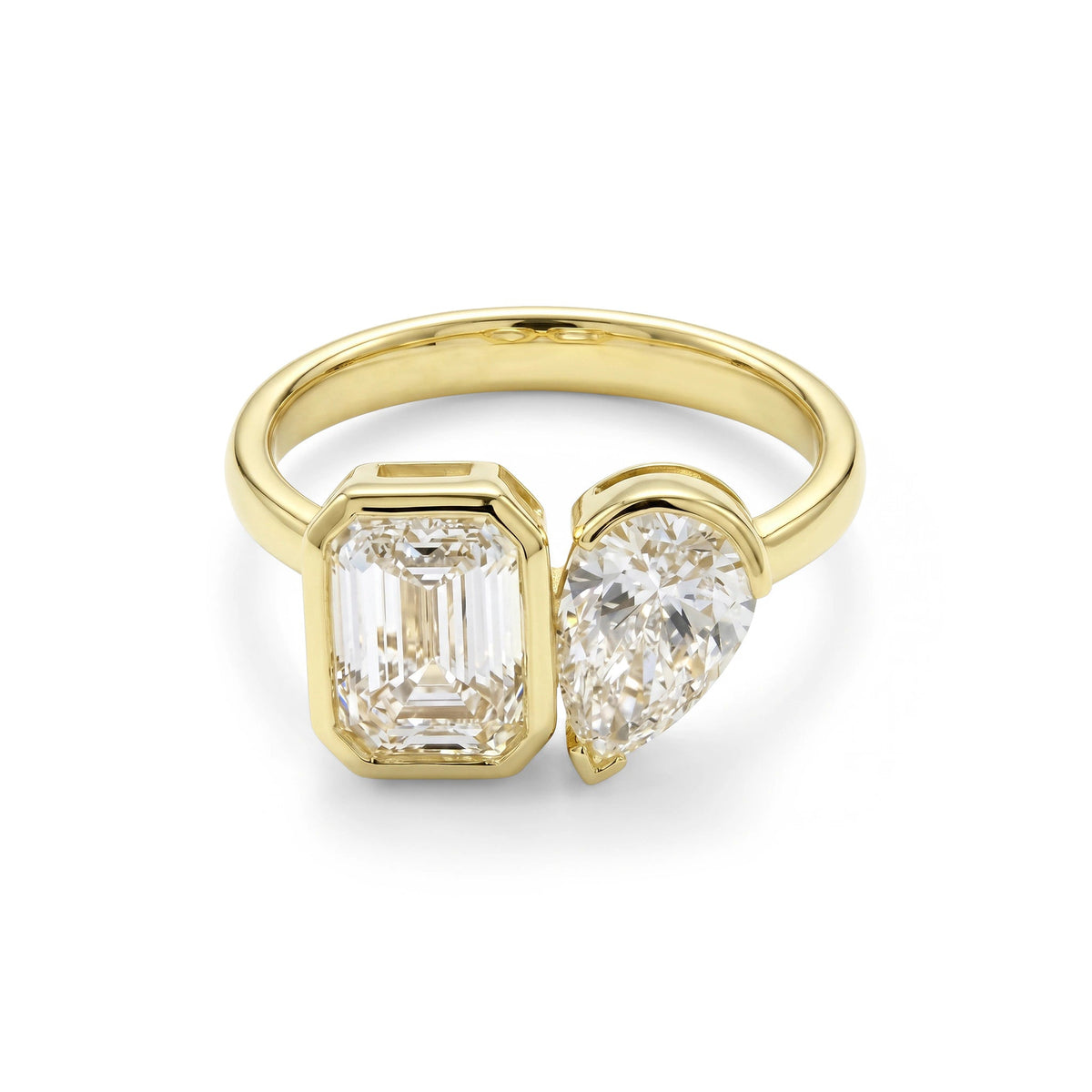 Emerald-Cut and Pear-Cut Diamond Full-Bezel Open T ROSE 10K