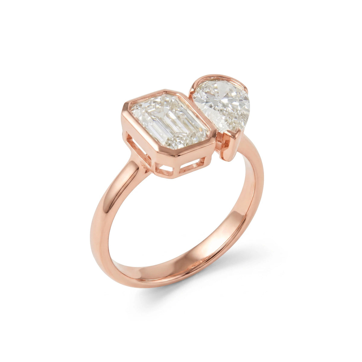 Emerald-Cut and Pear-Cut Diamond Full-Bezel Open T View 4