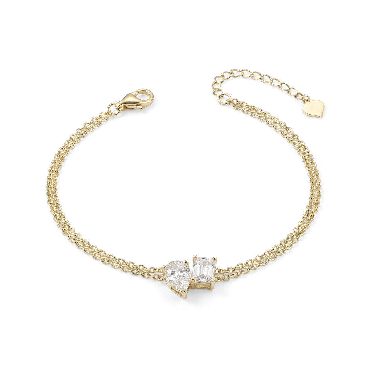Toi et Moi Pear & Emerald Diamond Chain Bracelet ROSE 10K