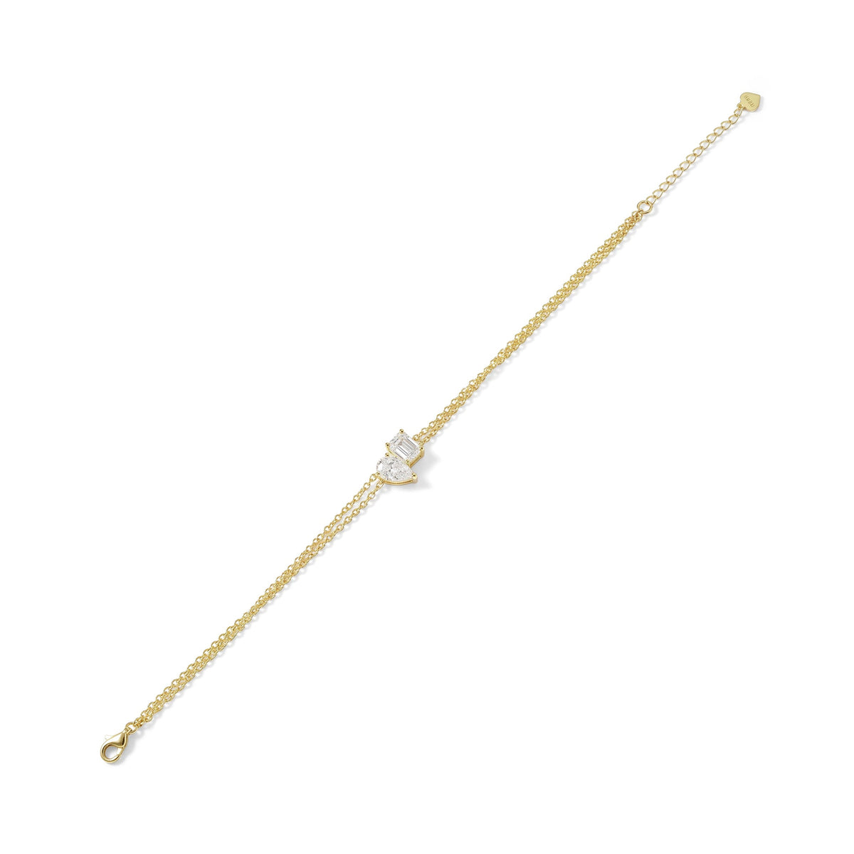 Toi et Moi Pear & Emerald Diamond Chain Bracelet View 7