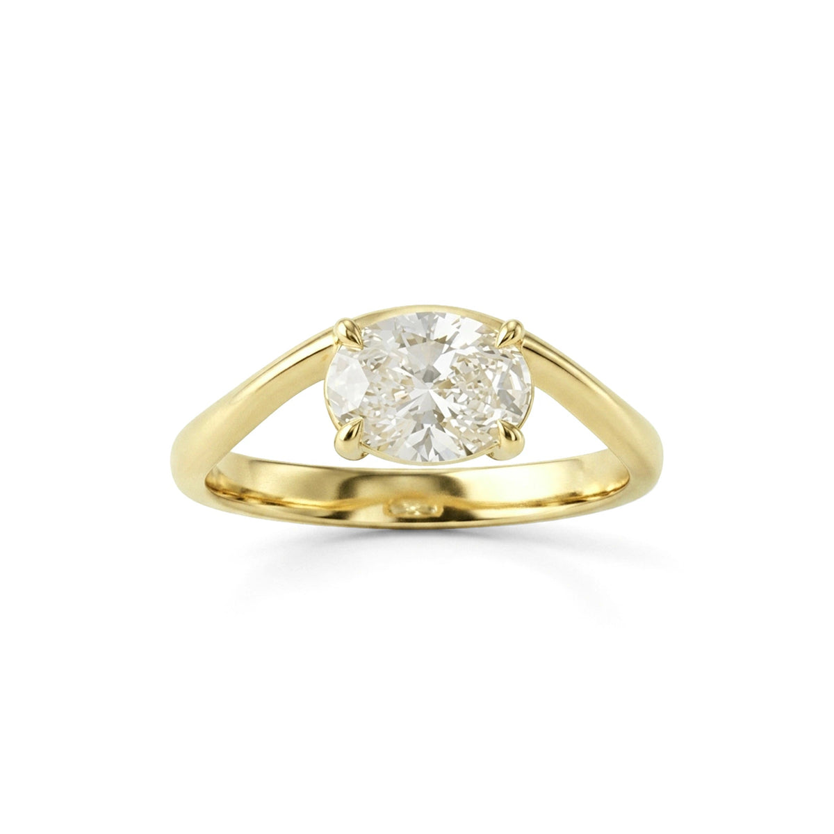 East-West Oval Diamond Solitaire Engagement Ring View 8
