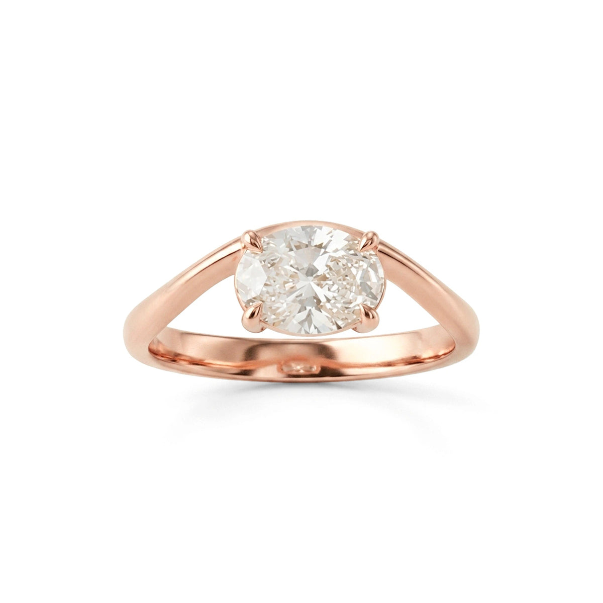 East-West Oval Diamond Solitaire Engagement Ring View 4