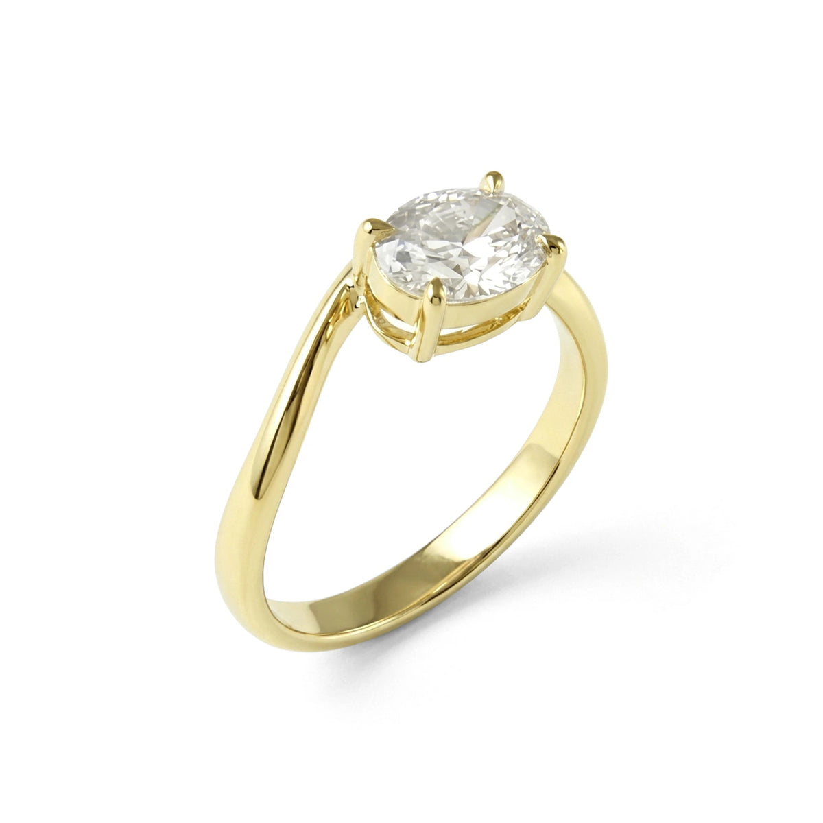 East-West Oval Diamond Solitaire Engagement Ring View 9