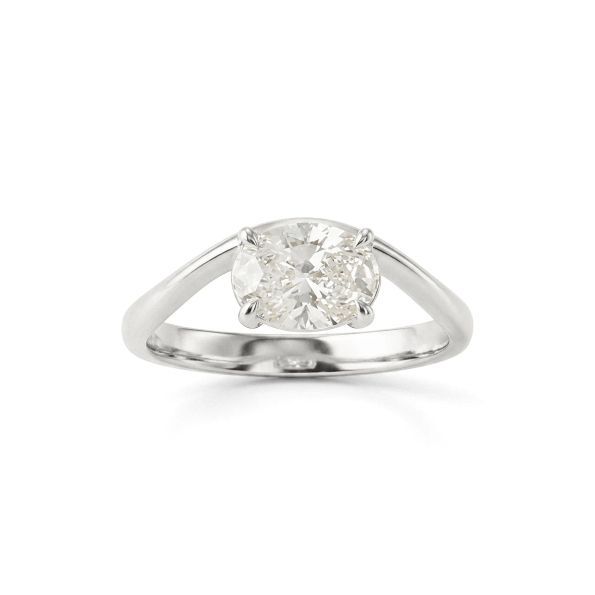 East-West Oval Diamond Solitaire Engagement Ring View 6