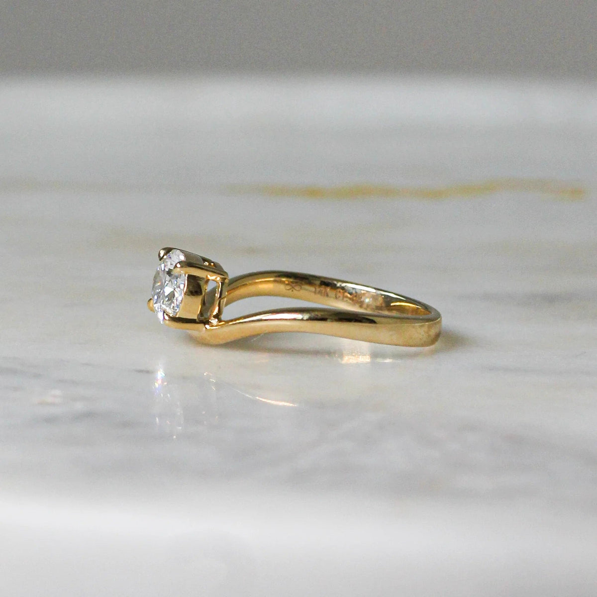 East-West Oval Diamond Solitaire Engagement Ring View 2