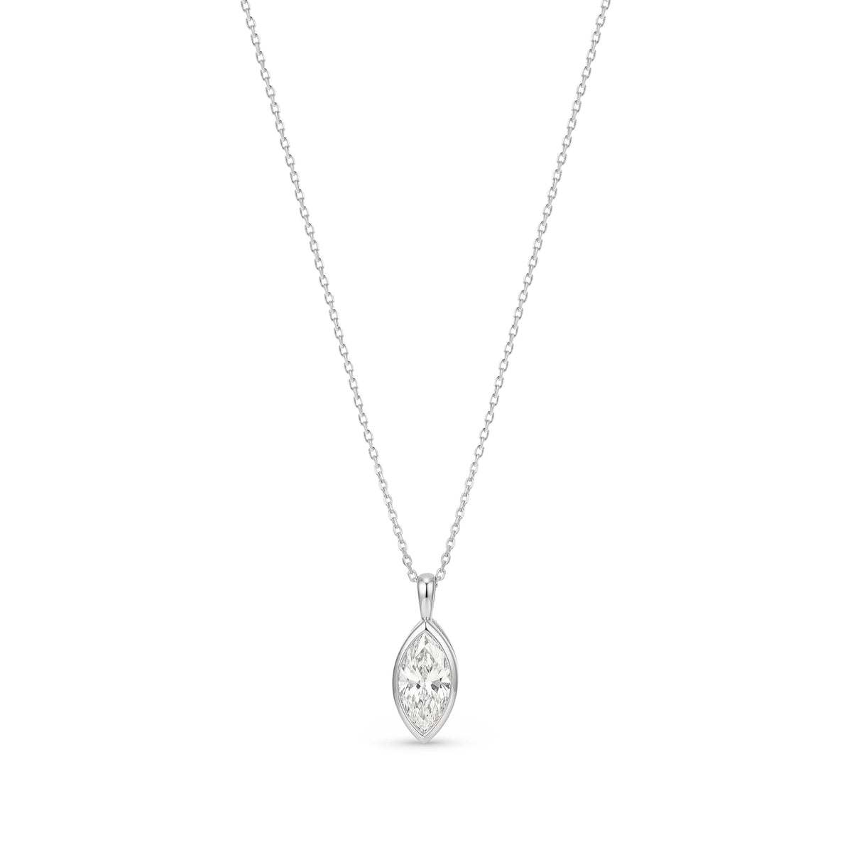 Bezel-Set Marquise Diamond Solitaire Pendant Neckl View 4