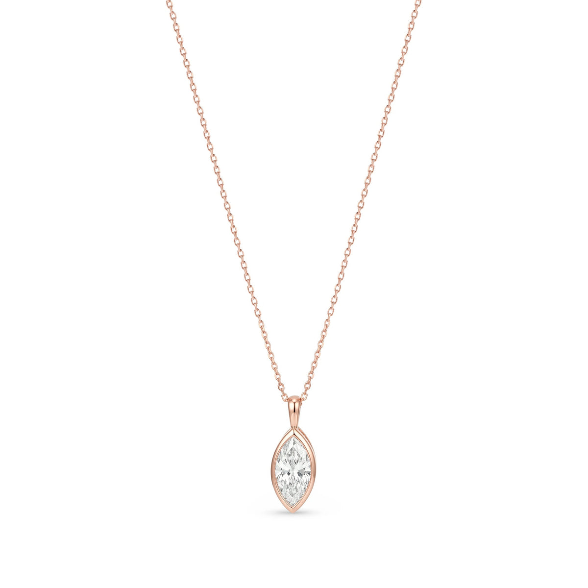 Bezel-Set Marquise Diamond Solitaire Pendant Neckl View 6