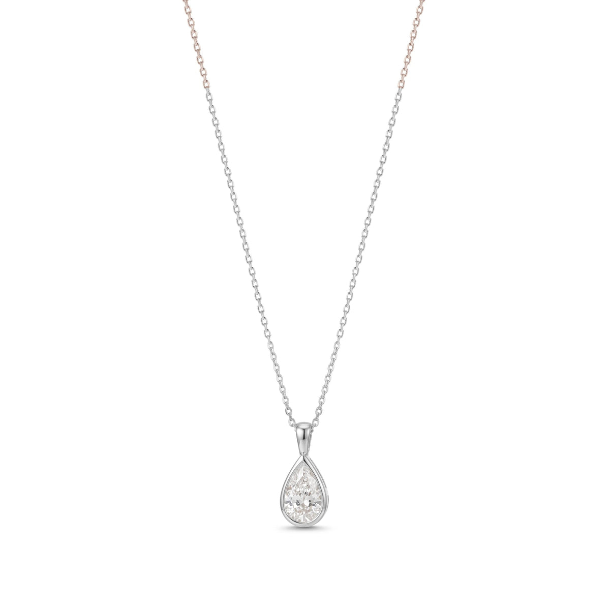 Modern Bezel Pear-Cut Diamond Necklace View 5