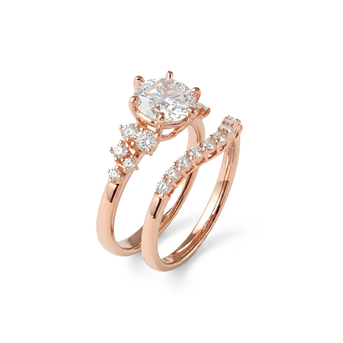 Round Brilliant Diamond Side-Cluster Engagement Ri View 6
