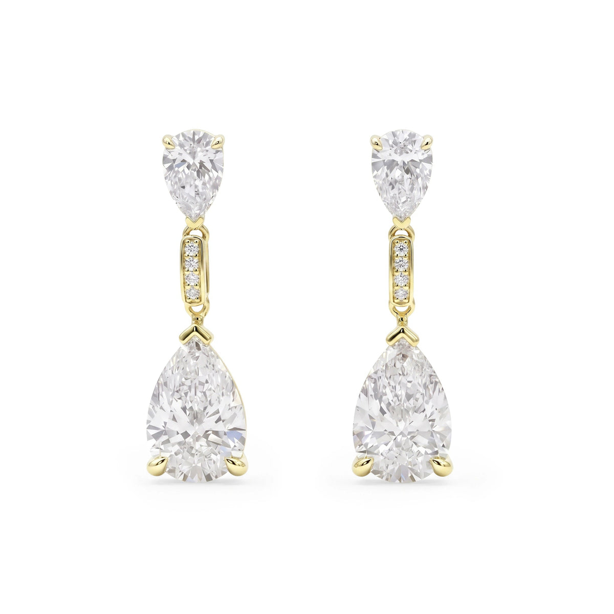 Graduated Pear Diamond Statement Drop Earrings View 3