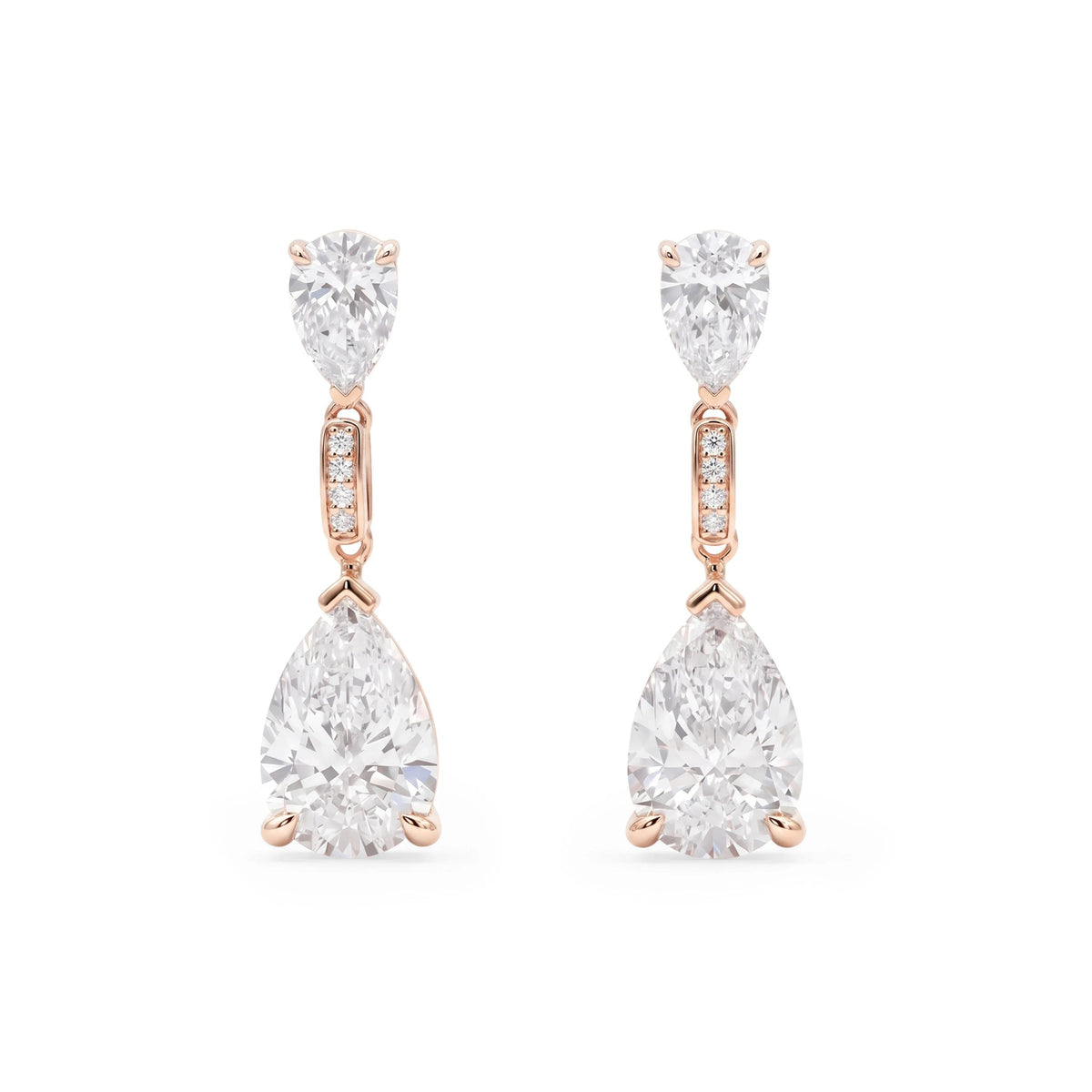 Graduated Pear Diamond Statement Drop Earrings ROSE 10K