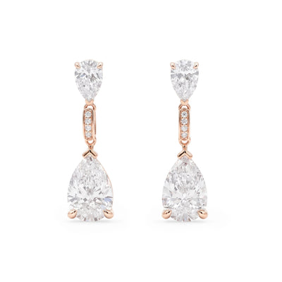 Graduated Pear Diamond Statement Drop Earrings ROSE 10K