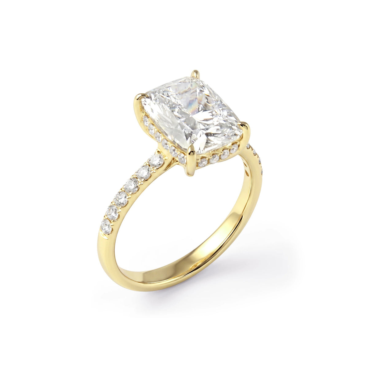 Elongated Cushion Cut Diamond Hidden Halo Solitair View 6