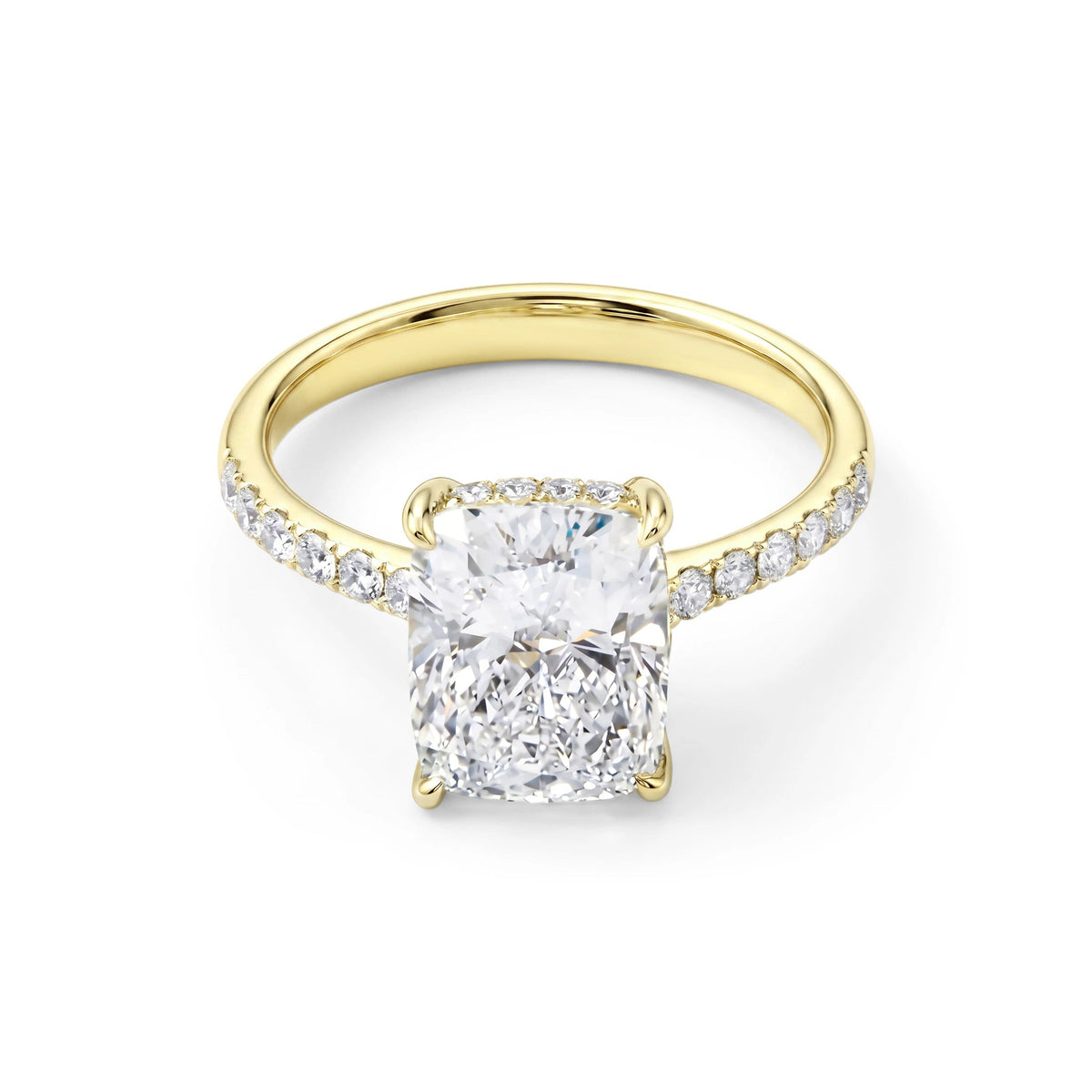 Elongated Cushion Cut Diamond Hidden Halo Solitair View 5