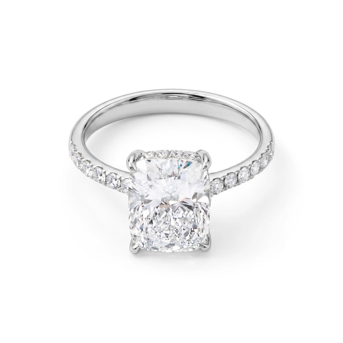 Elongated Cushion Cut Diamond Hidden Halo Solitair View 3