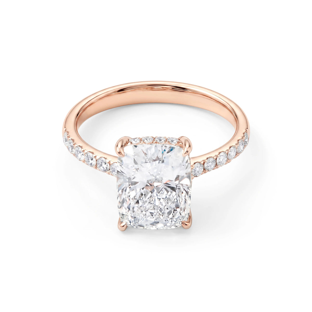 Elongated Cushion Cut Diamond Hidden Halo Solitair ROSE 10K