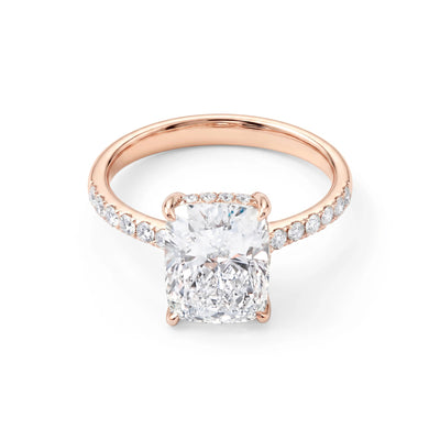 Elongated Cushion Cut Diamond Hidden Halo Solitair ROSE 10K