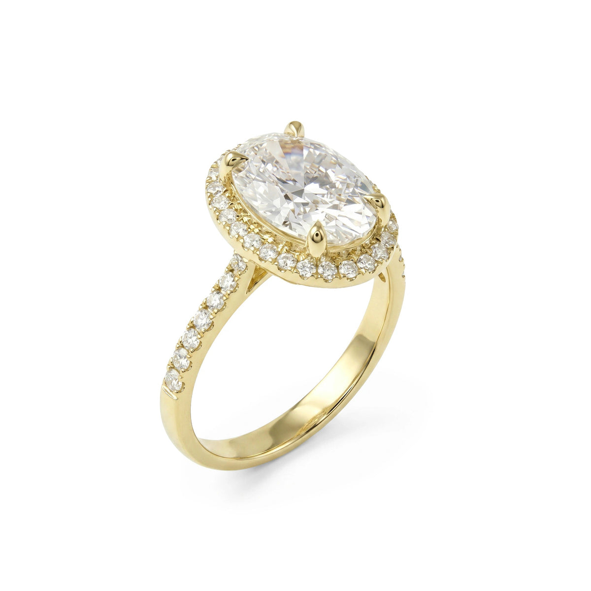Classic Oval-Cut Diamond Halo Engagement / Stateme View 4