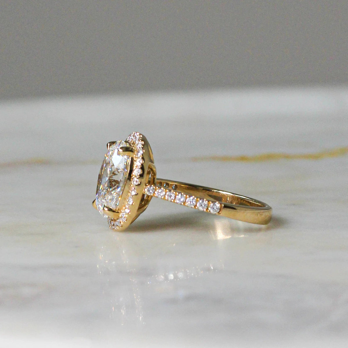 Classic Oval-Cut Diamond Halo Engagement / Stateme View 6
