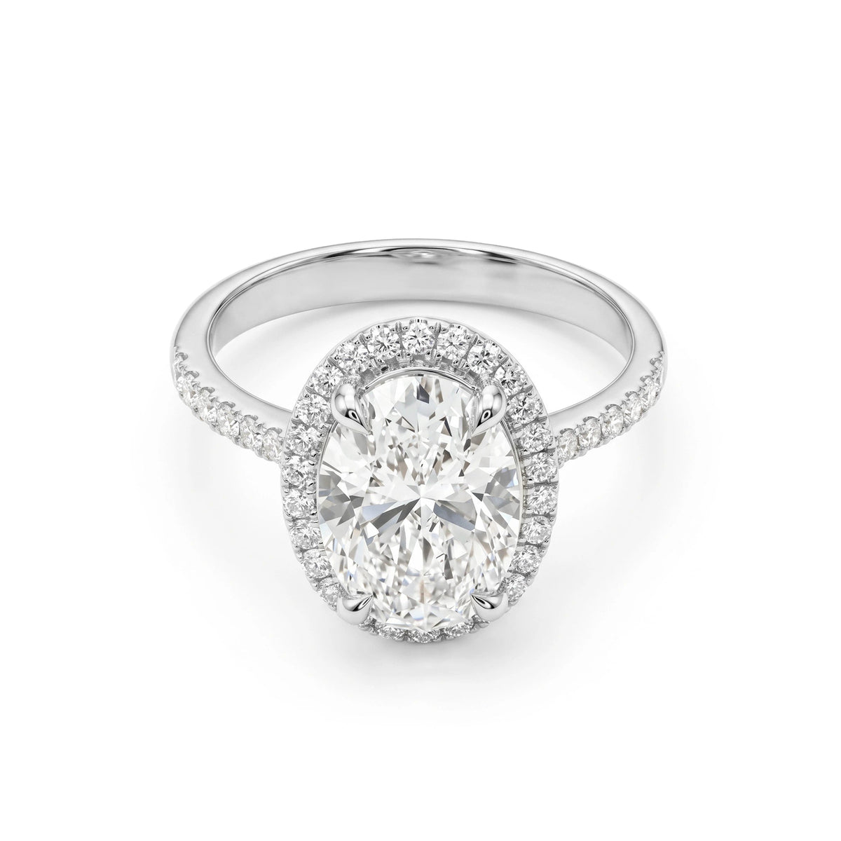 Classic Oval-Cut Diamond Halo Engagement / Stateme ROSE 10K