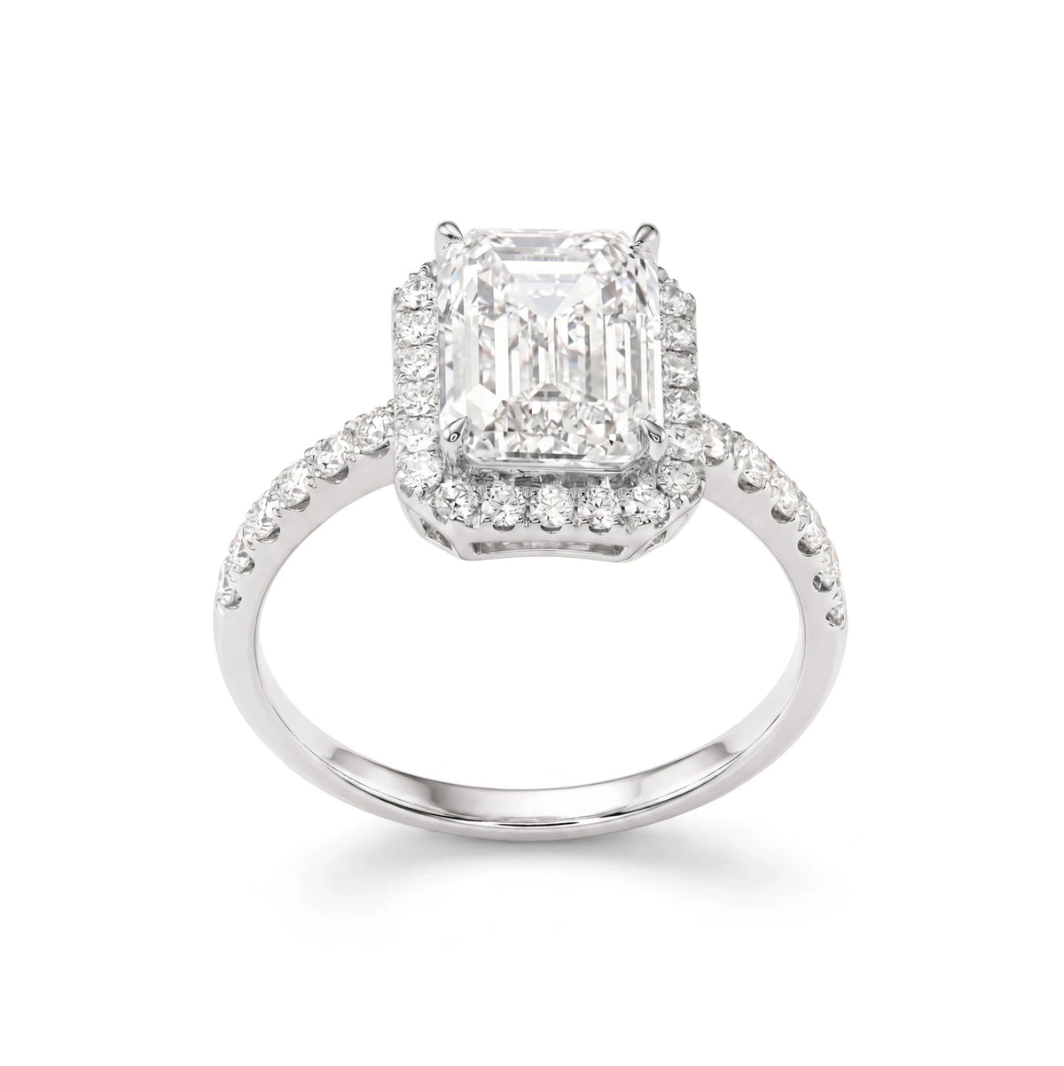 Emerald Cut Diamond Halo Bridal Ring View 5