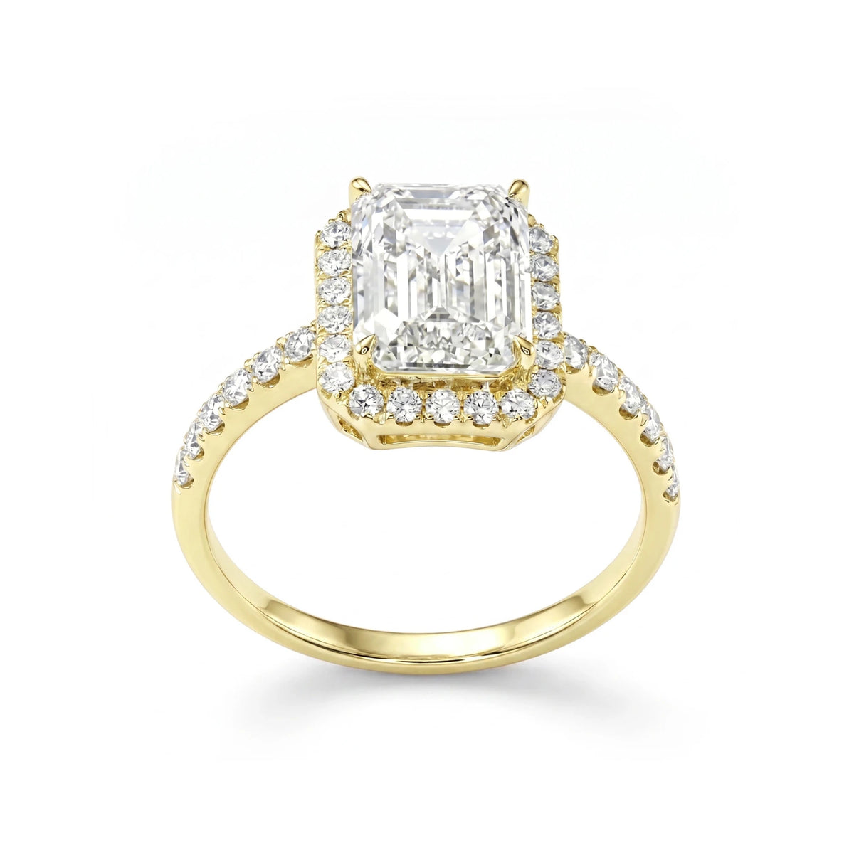Emerald Cut Diamond Halo Bridal Ring View 8